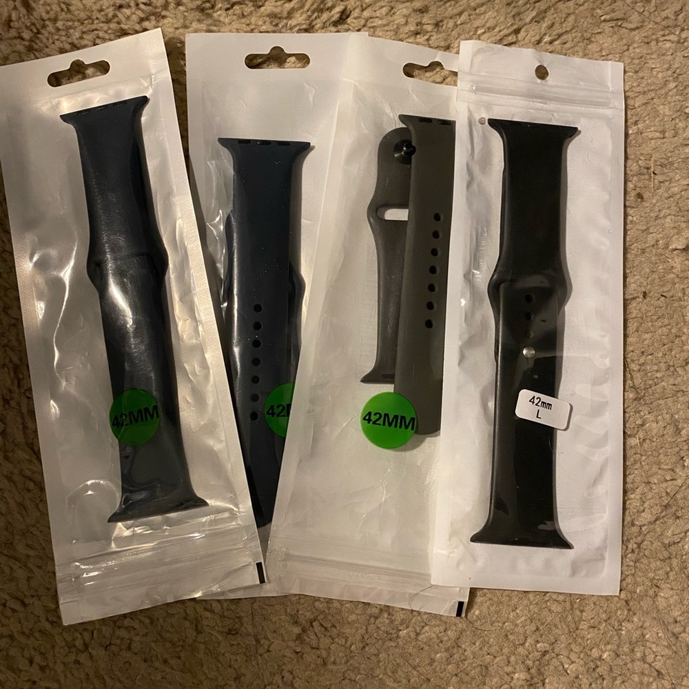 42MM Watch bands - 2 navy blue 1 grey 1 black.